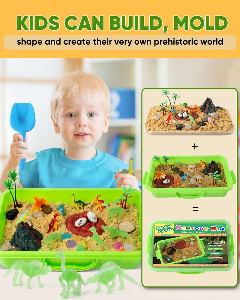 sikmcle Dinosaur Sensory Bin Toy for Toddlers and Play Sand Set for Kids Include Glow in The Dark Dinosaur Ages 3-6+ - Image 3